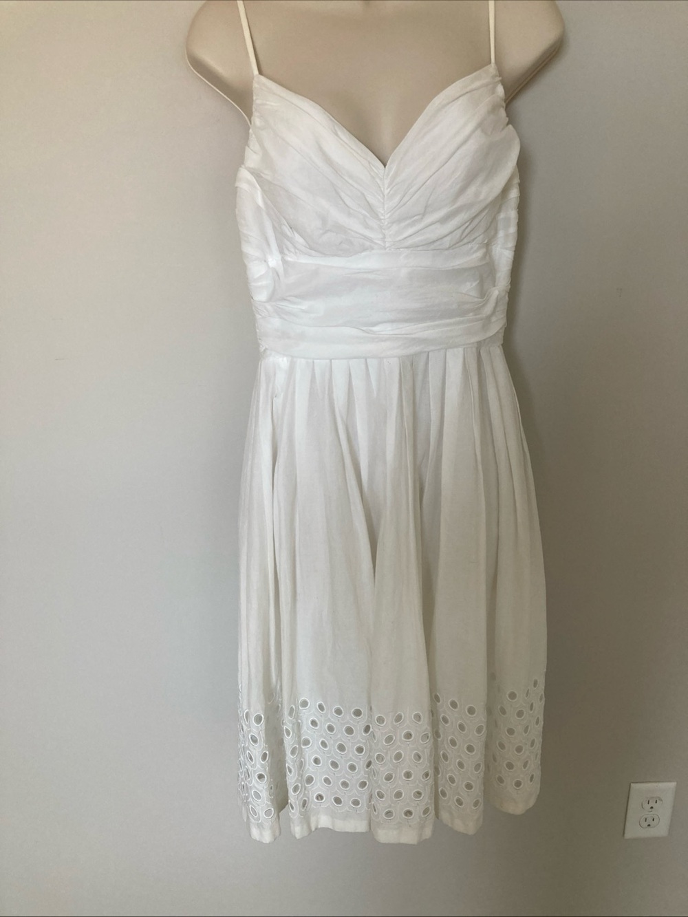 Talbots Dress Ruched Bodice Eylet Hem  Spaghetti Strap Size 6P NWT